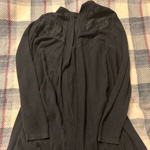 Black Cardigan with lace shoulders
Size XL